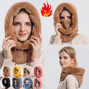 Winter Thick Plush Hat With Scarf - Windproof Warm Knit Hats Hooded