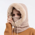 Winter Thick Plush Hat With Scarf - Windproof Warm Knit Hats Hooded